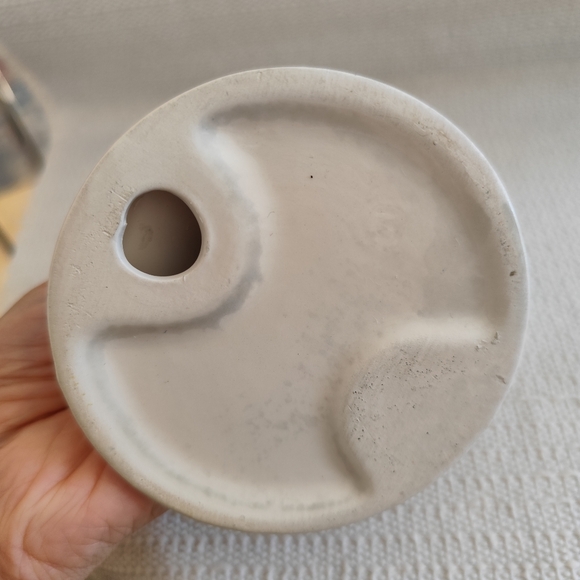 Vintage Porcelain Candle Holder with purple followers. - Picture 6 of 8